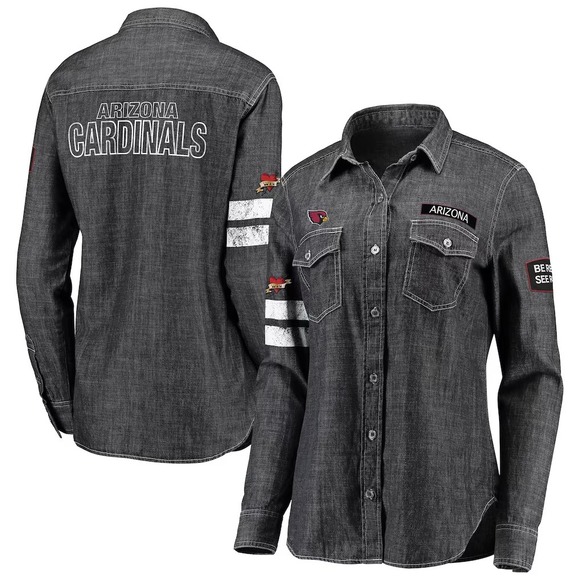 Wear By Erin Andrews Tops - WEAR by Erin Andrews Arizona Cardinals NFL Women XL Heather Black Button Down